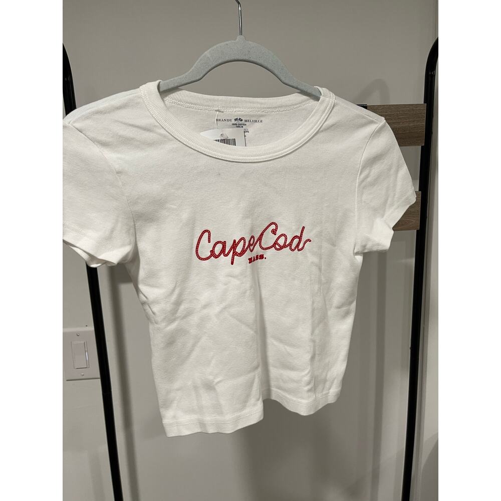 Brandy Melville White Tee with Red "Cape Cod" Script